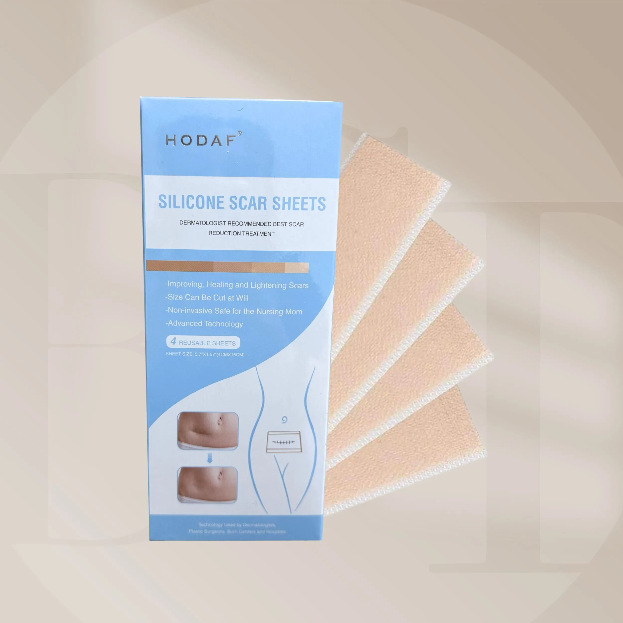 4 Pack Silicone Scar Sheets | Silicone Post-surgical Bandage