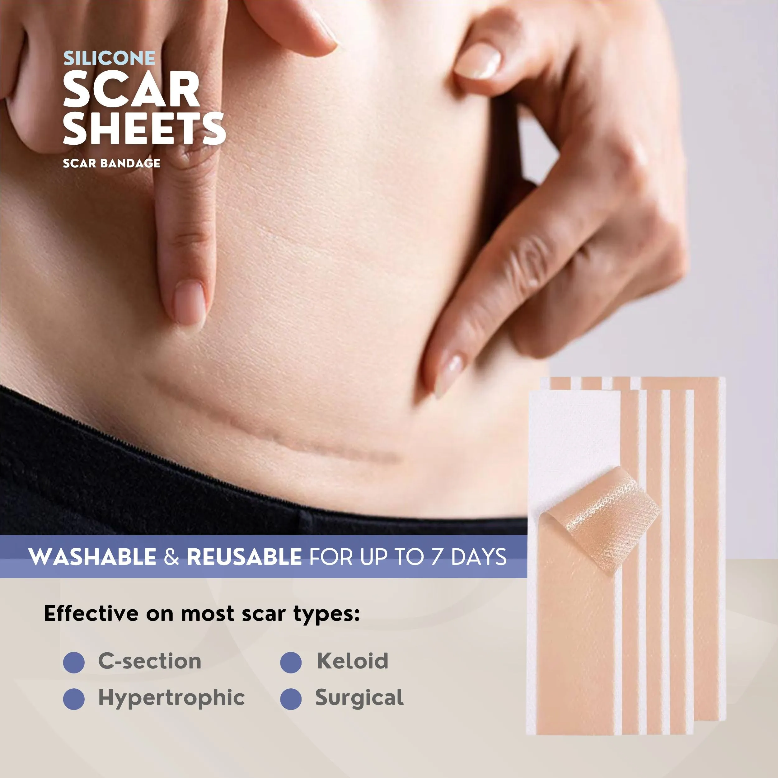 4 Pack Silicone Scar Sheets | Silicone Post-surgical Bandage