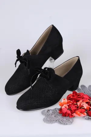 40s Derby shoes  - Low heel- black - Esther