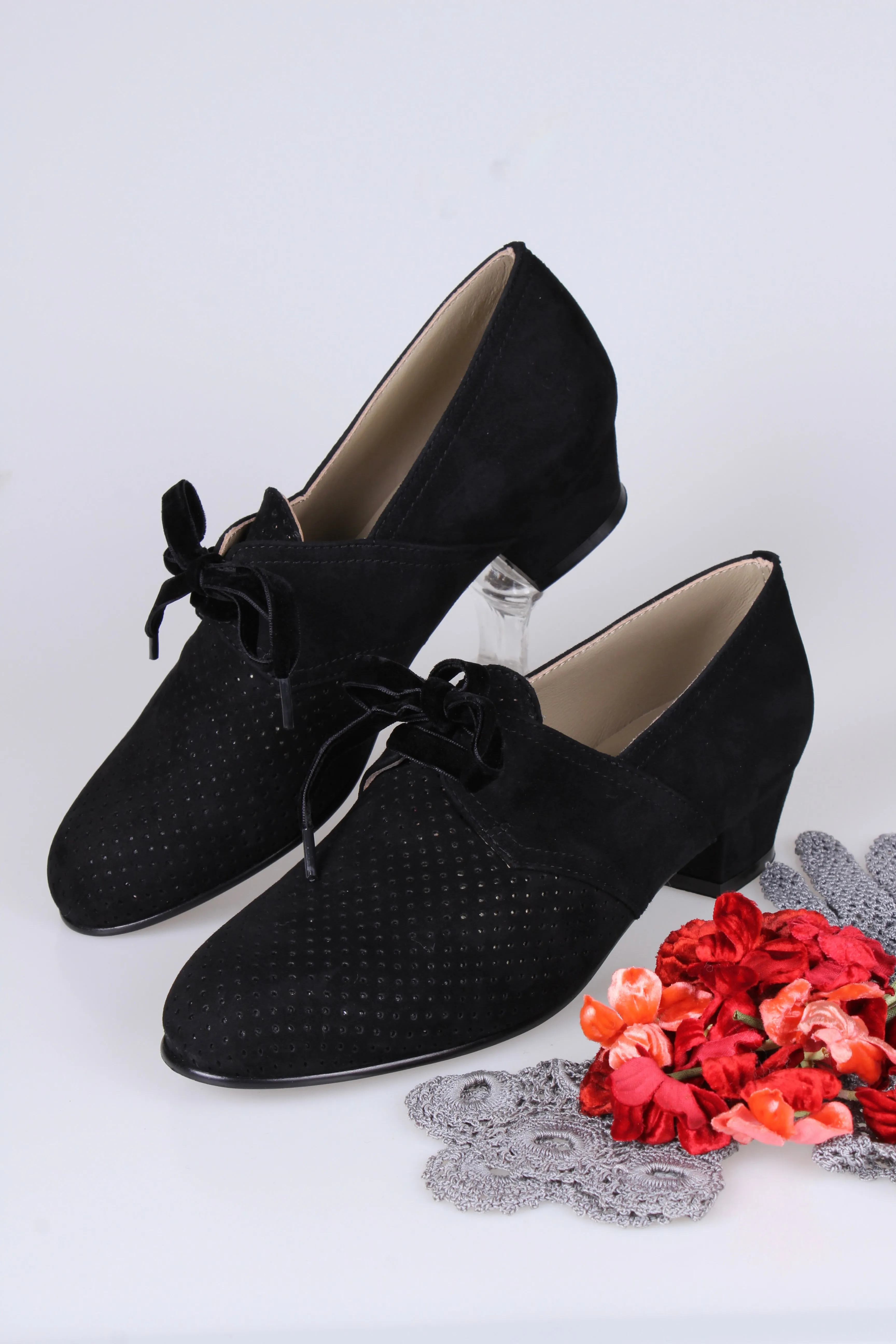 40s Derby shoes  - Low heel- black - Esther