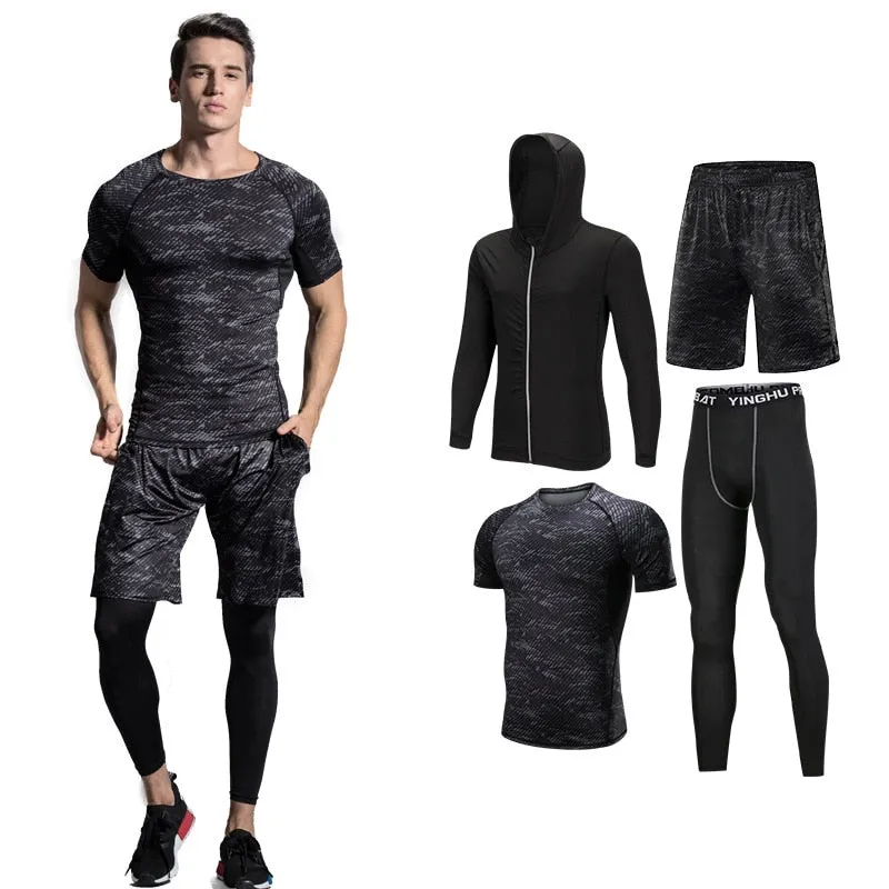 4pcs Men Gym Fitness Training Running Set