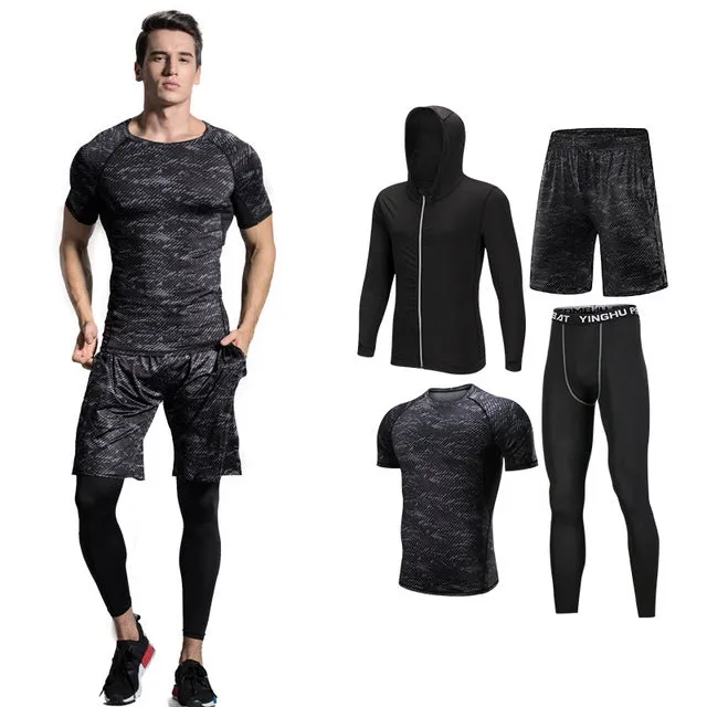 4pcs Men Gym Fitness Training Running Set