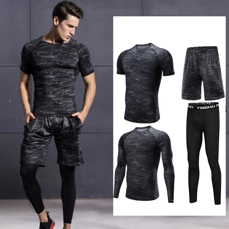 4pcs Men Gym Fitness Training Running Set