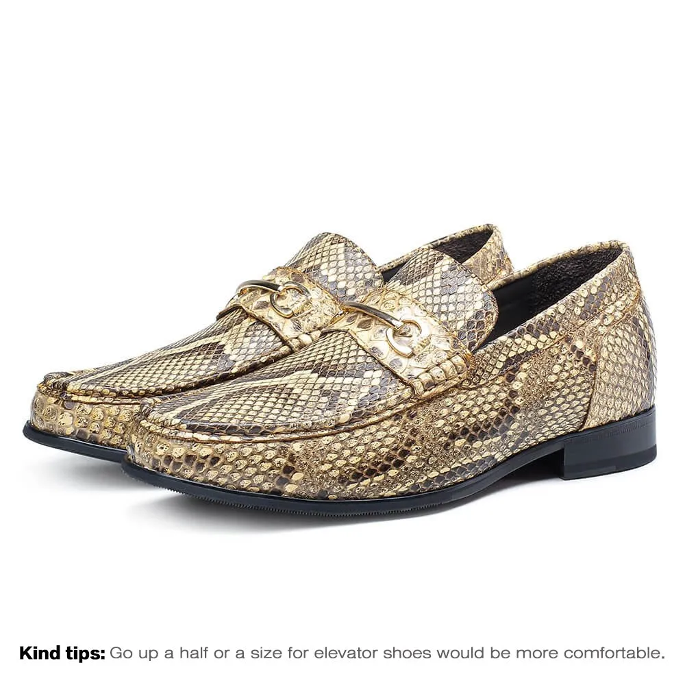 5 CM/1.95 Inches CMR CHAMARIPA Python Leather Men's Elevator Loafer Shoes