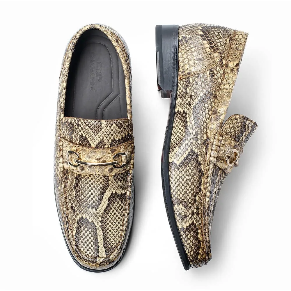 5 CM/1.95 Inches CMR CHAMARIPA Python Leather Men's Elevator Loafer Shoes