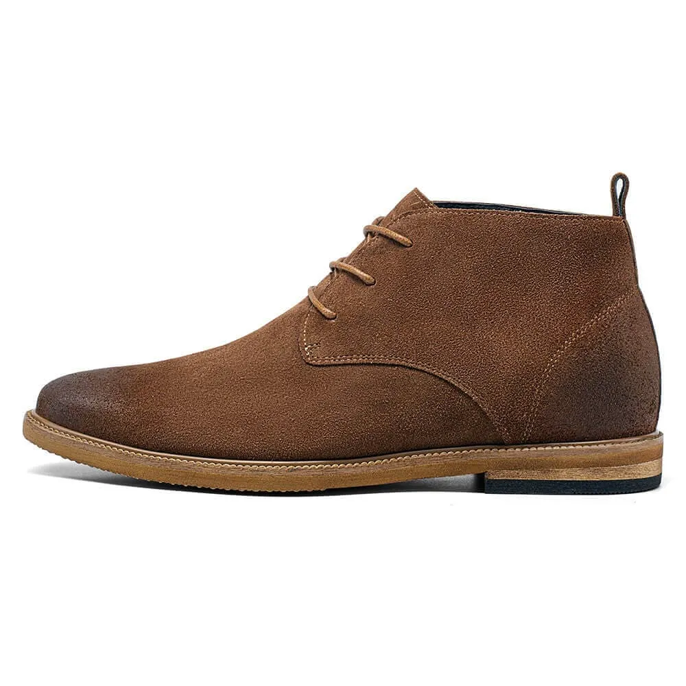 6 CM / 2.36 Inches - CMR CHAMARIPA Height Increasing Boots - Raised Heel Shoes - Brown Suede Leather Ankle Boots
