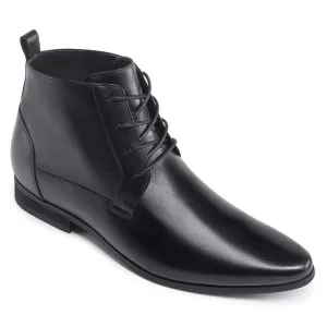 7 CM / 2.76 Inches - CMR CHAMARIPA Elevator Work Boots - Mens Taller Boots - Black Leather Men's Business Boots