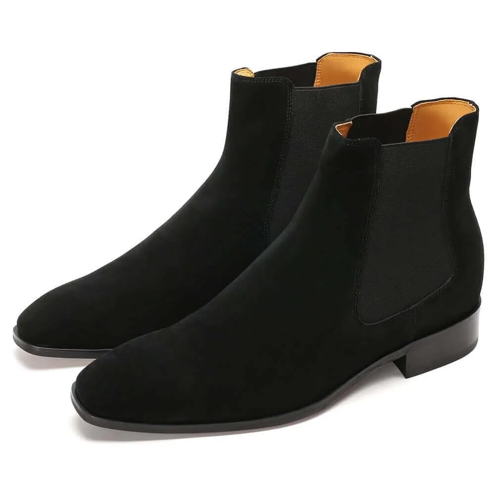 7 CM / 2.76 Inches - CMR CHAMARIPA Men's Elevator Shoes Tall Men Shoes Black Suede Boots
