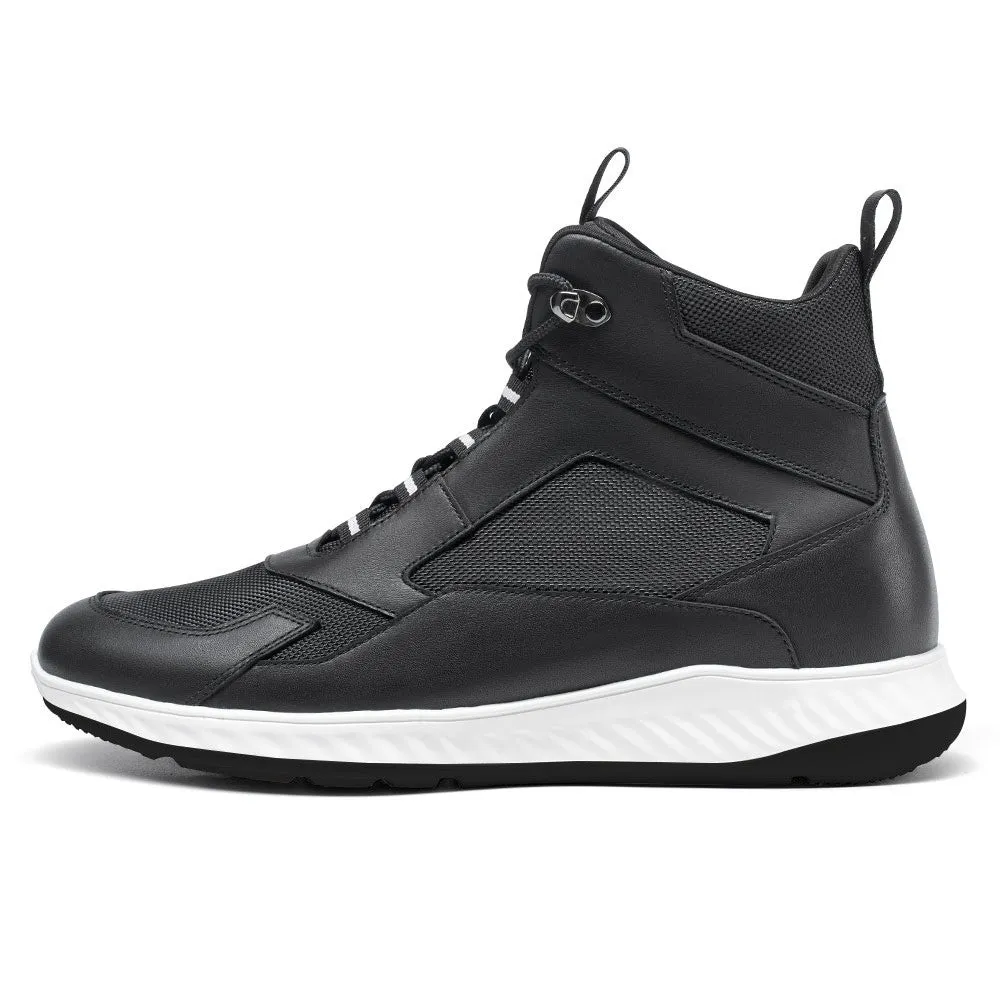 7 CM / 2.76 Inches - CMR CHAMARIPA Taller Sneakers - Sneakers Increase Height - Black High-Top Breathable Mesh Men's Casual Shoes