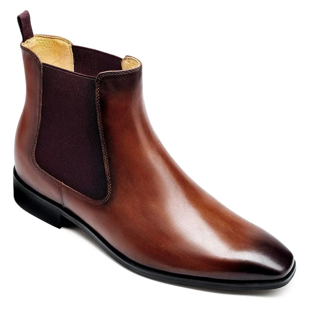 7CM / 2.76 Inches CMR CHAMARIPA Height Increasing Chelsea Boots Black Leather Tall Men Shoes High Heel Boots For Men