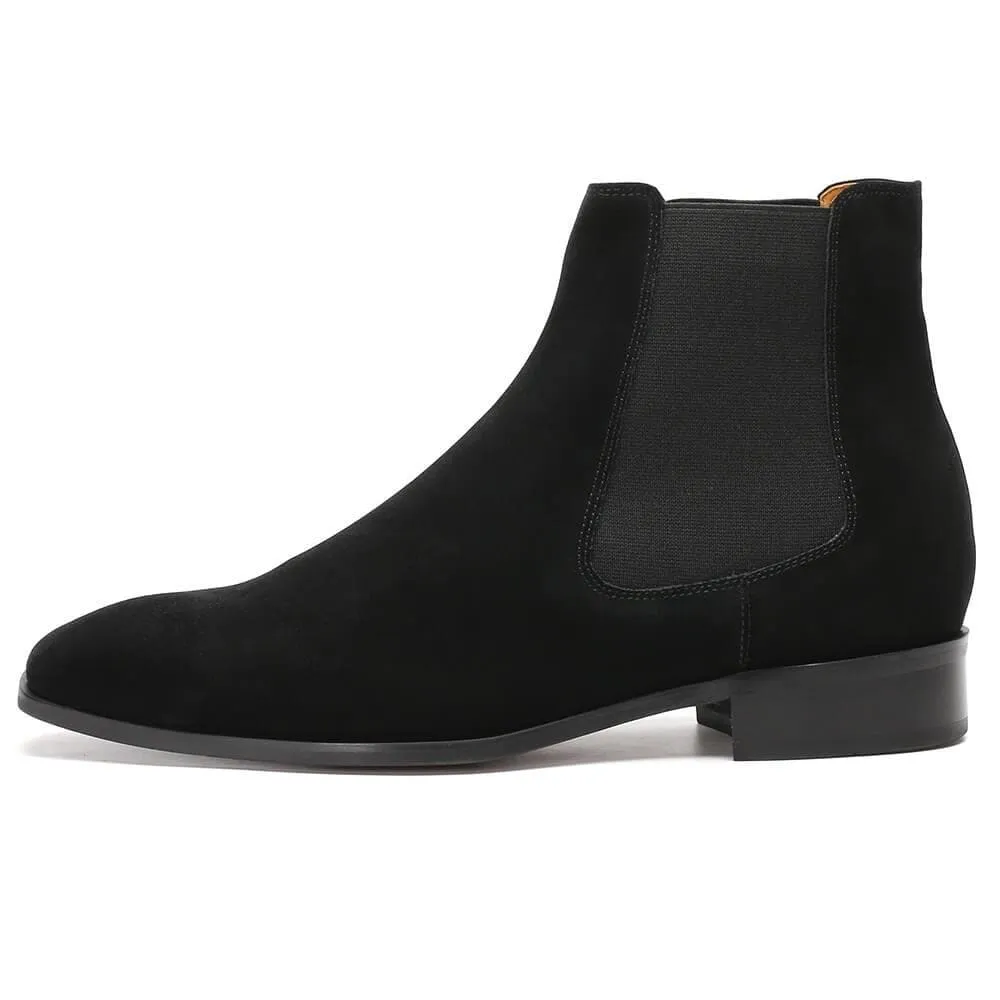 7CM / 2.76 Inches CMR CHAMARIPA Height Increasing Chelsea Boots Black Leather Tall Men Shoes High Heel Boots For Men