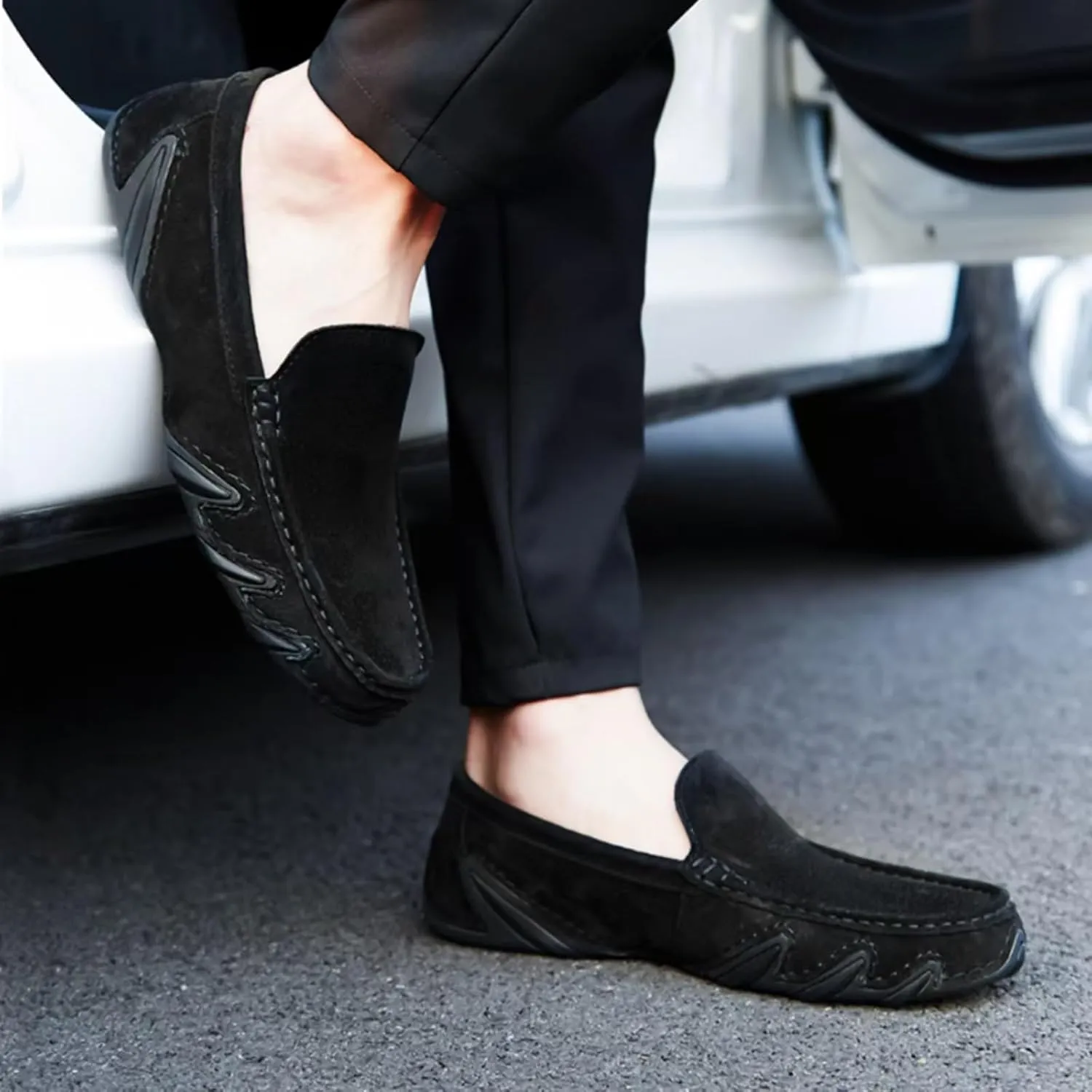 Aimery Mens Breathable Leather Casual Slip-On Loafers Summer Soft&Non-Slip Flats Driving Walking Shoes Fashion Penny Loafers