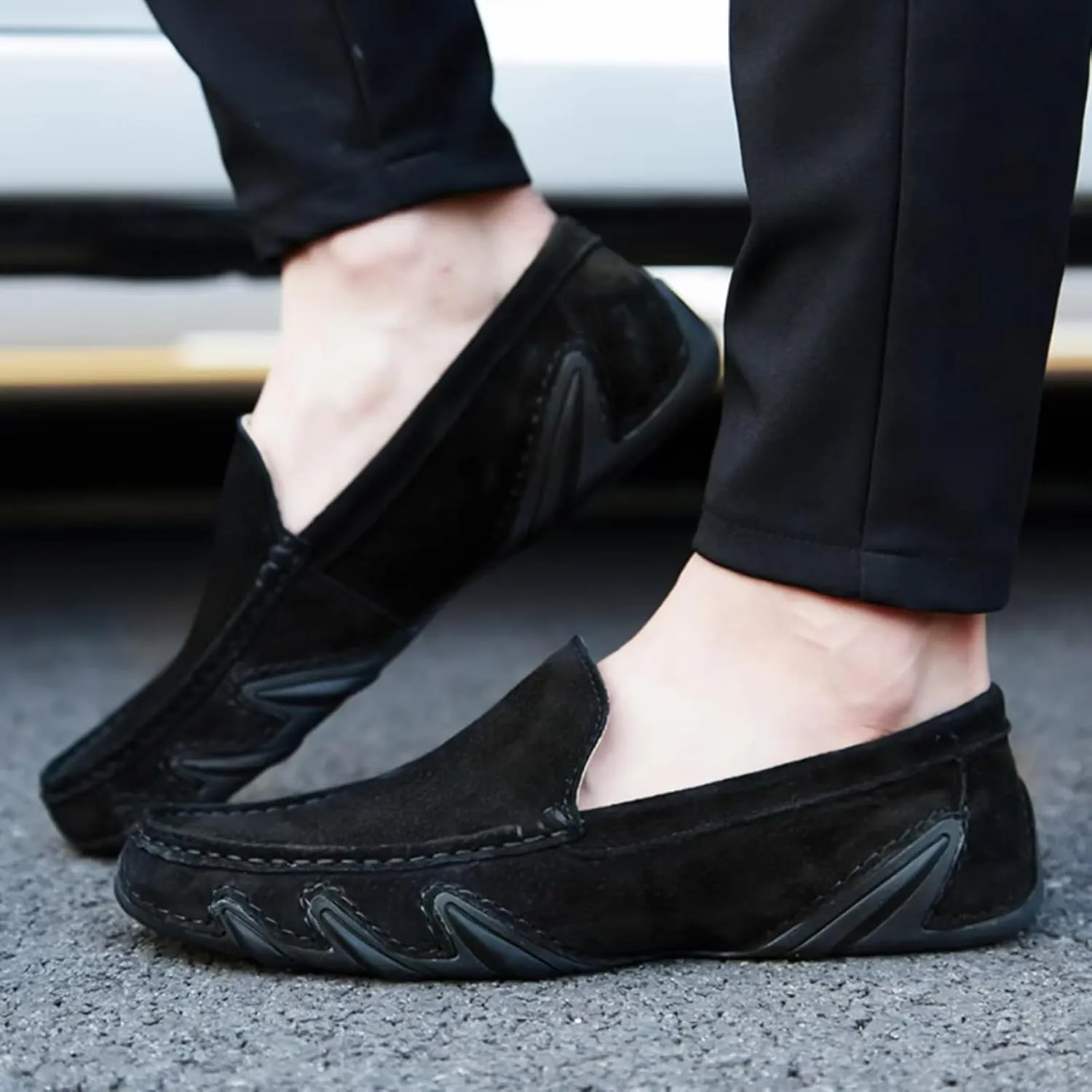 Aimery Mens Breathable Leather Casual Slip-On Loafers Summer Soft&Non-Slip Flats Driving Walking Shoes Fashion Penny Loafers