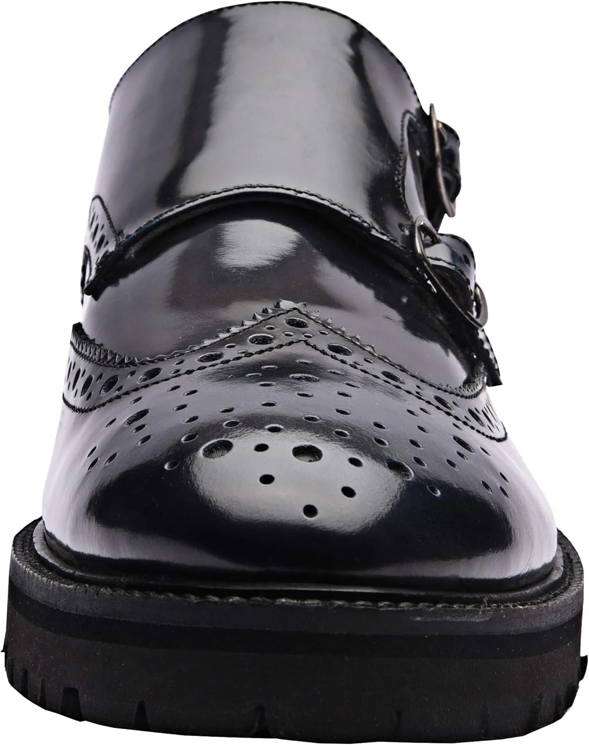 Alain | Genuine Leather Dress Shoes | Luxury Mens Double Monk Strap Shoes | Handrcrafted Trendy Casual Wingtip Shoes | Lightweight EVA Sole | Bordo