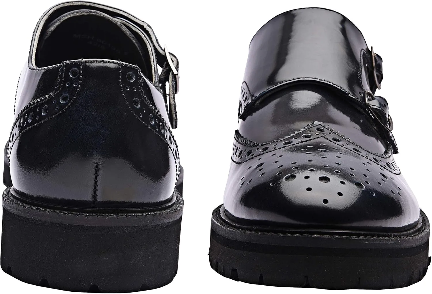 Alain | Genuine Leather Dress Shoes | Luxury Mens Double Monk Strap Shoes | Handrcrafted Trendy Casual Wingtip Shoes | Lightweight EVA Sole | Bordo