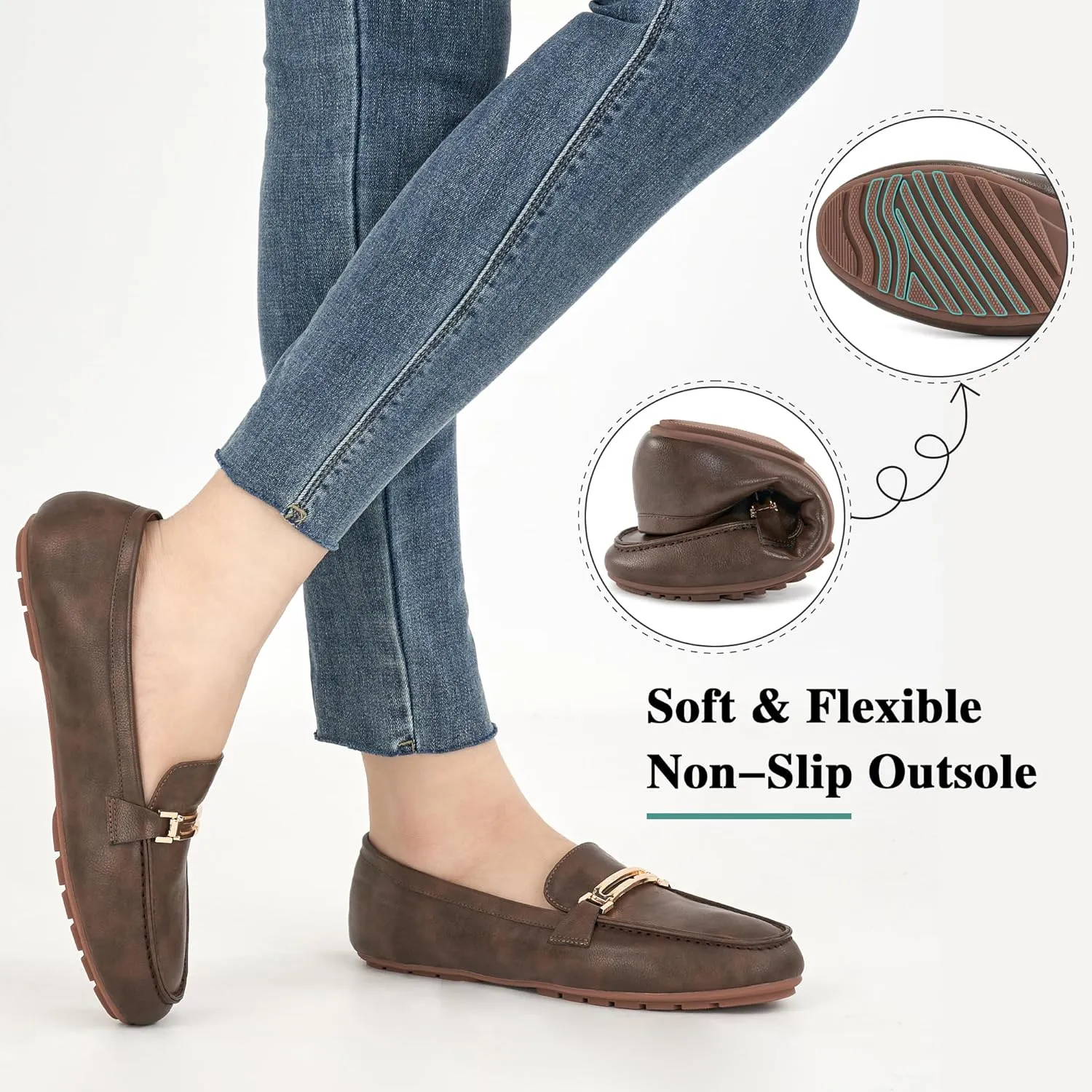 Alicegana Loafers for Women Business Casual Shoes - Comfortable Slip On Penny Loafers Work Dress Walking Flats