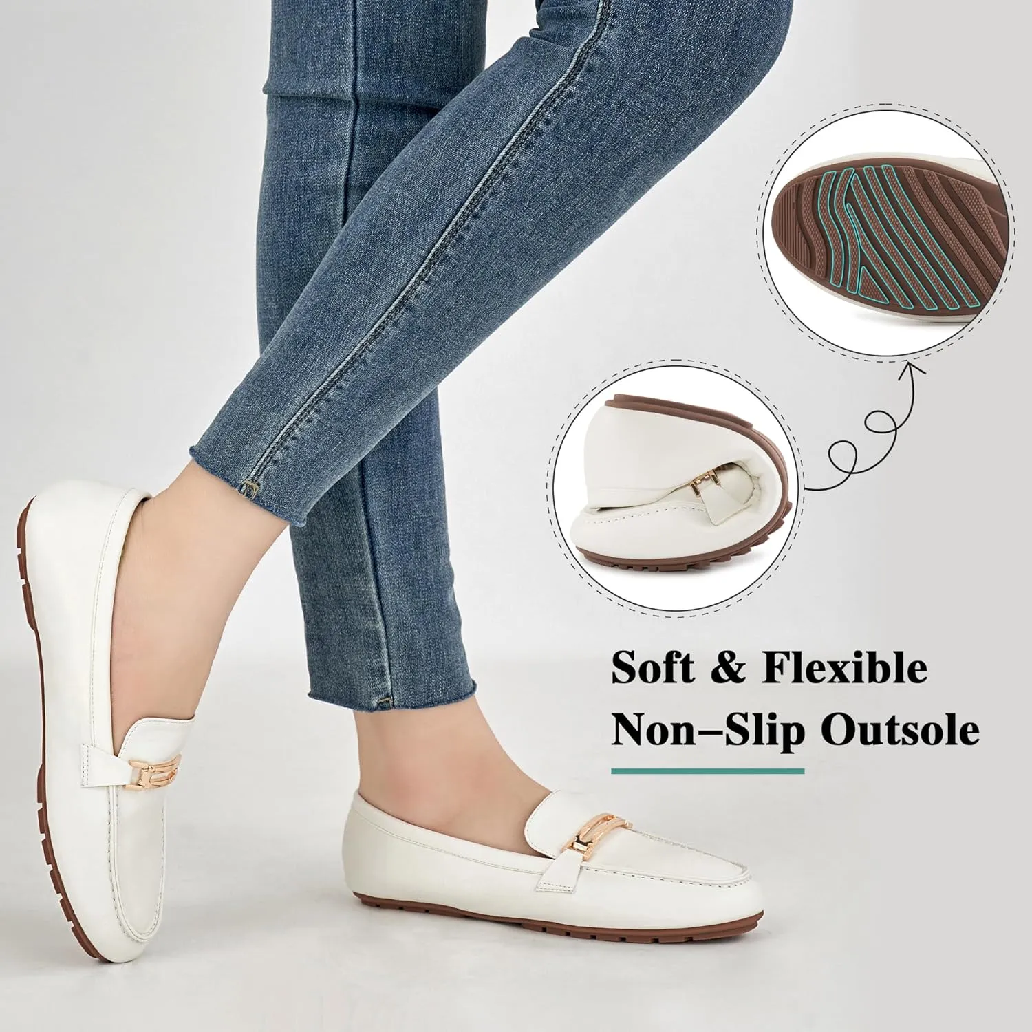 Alicegana Loafers for Women Business Casual Shoes - Comfortable Slip On Penny Loafers Work Dress Walking Flats
