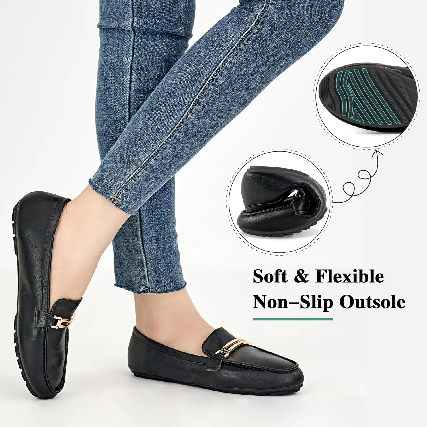 Alicegana Loafers for Women Business Casual Shoes - Comfortable Slip On Penny Loafers Work Dress Walking Flats