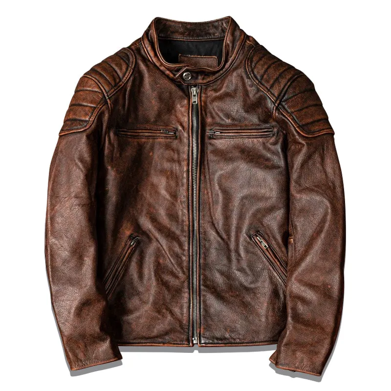 Amekaji Top Layer Cowhide Genuine Leather Jacket