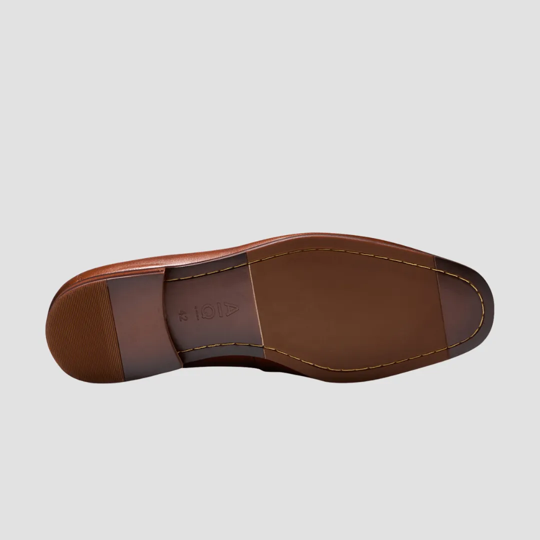AQ by Aquila Porter Leather Penny Loafers in Tan