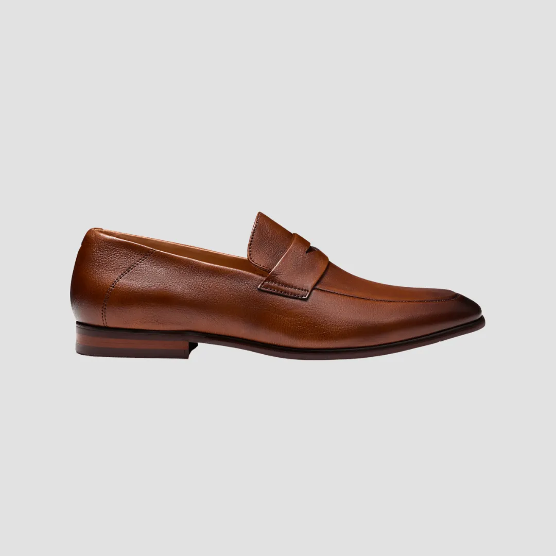 AQ by Aquila Porter Leather Penny Loafers in Tan