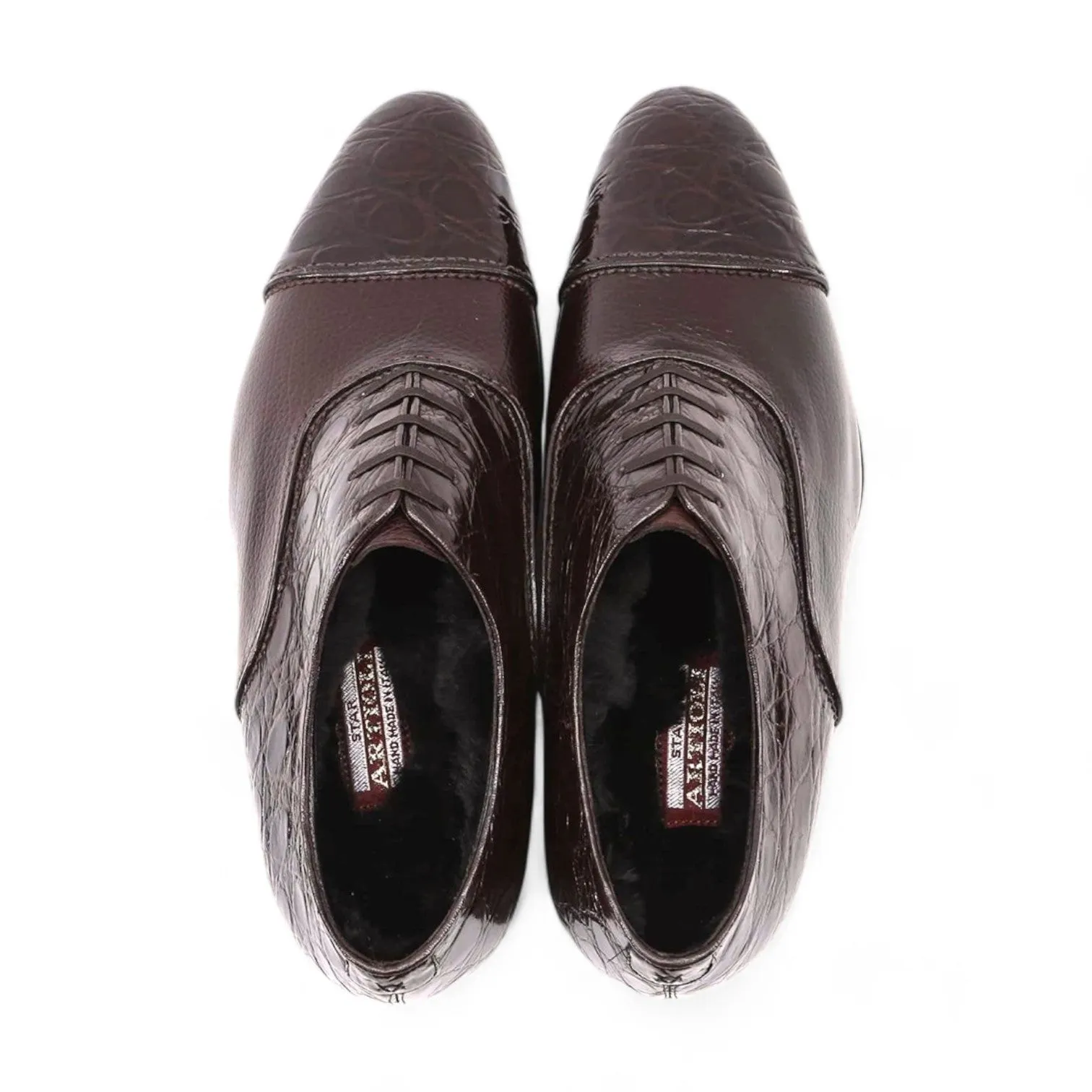 Artioli Camillo Men's Shoes Exotic Crocodile / Beaver Leather Oxford (ART1085)
