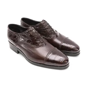 Artioli Camillo Men's Shoes Exotic Crocodile / Beaver Leather Oxford (ART1085)