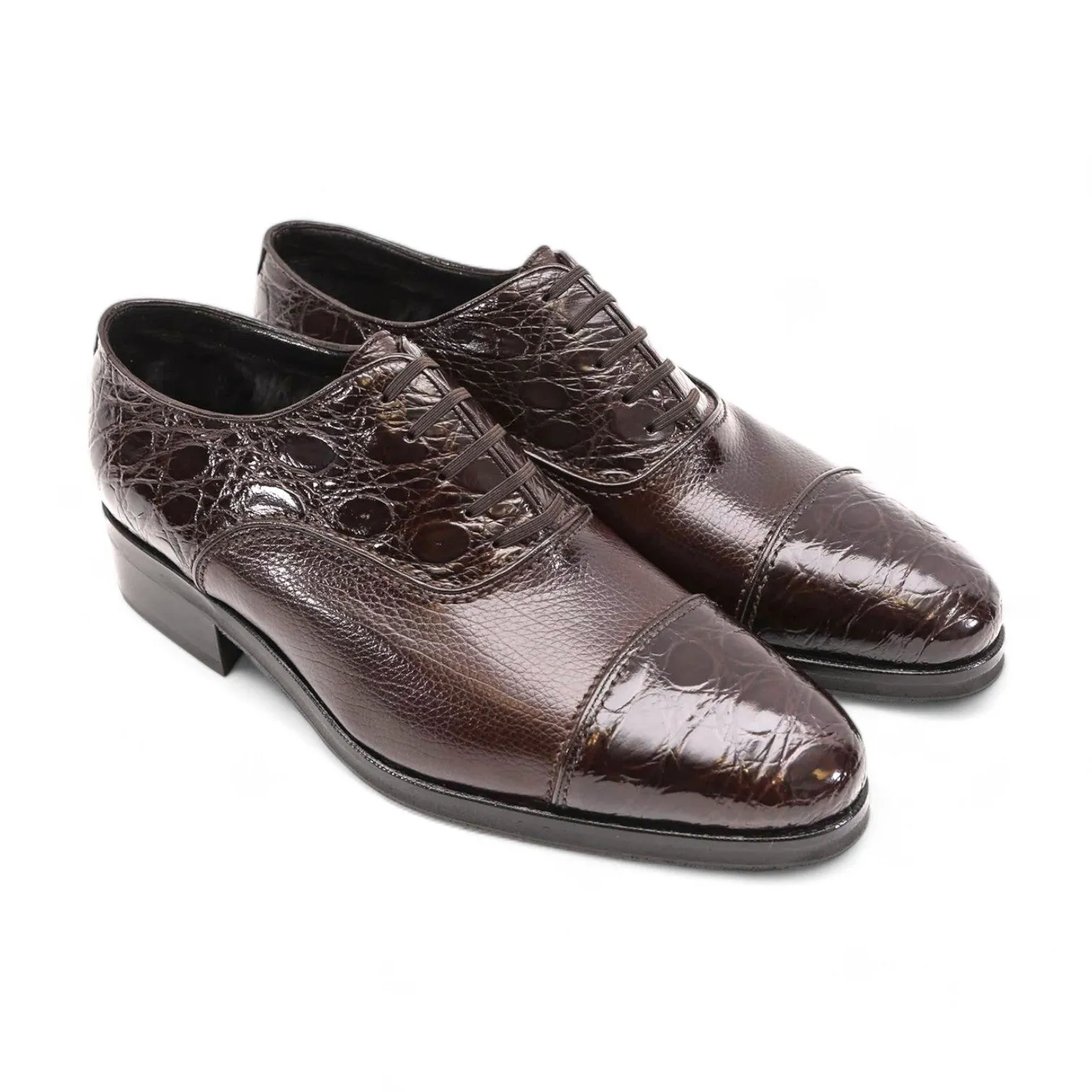 Artioli Camillo Men's Shoes Exotic Crocodile / Beaver Leather Oxford (ART1085)