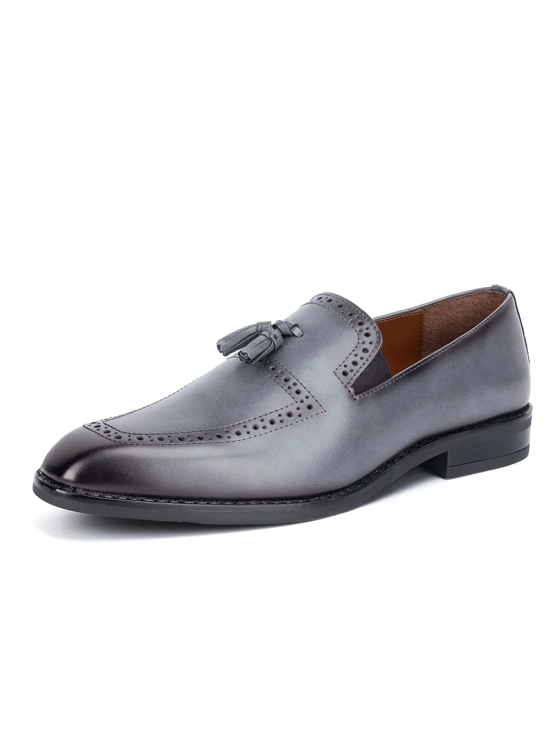 Ash Grey Handcrafted Tassel Moccasins Slipon
