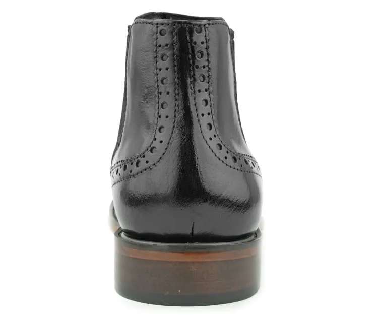 Asher Green Ag2632 Black Men's Wingtip Leather Boots