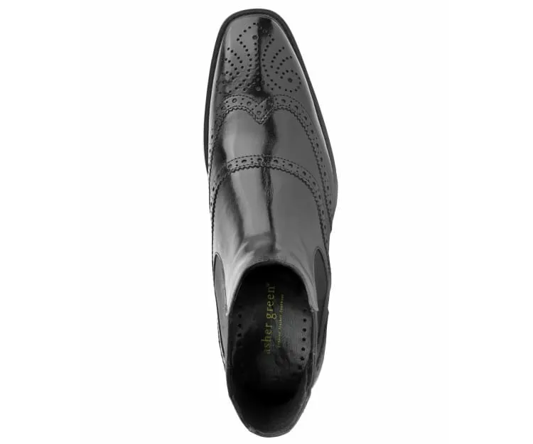 Asher Green Ag2632 Black Men's Wingtip Leather Boots