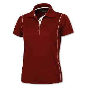 BAW Women's Red/White Color Rib Shoulder Cool Tek Polo
