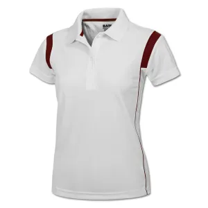 BAW Women's White/Red White Rib Shoulder Cool Tek Polo