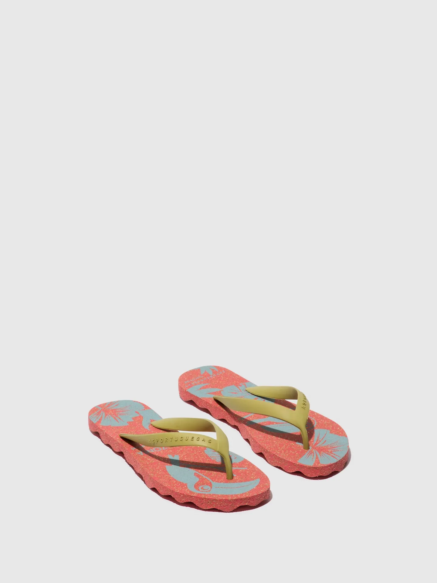 Beach Flip-Flops AMAZONIA Red & Mlt. Gold strap
