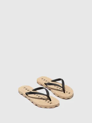 Beach Flip-Flops BASE Black Rubber Strap