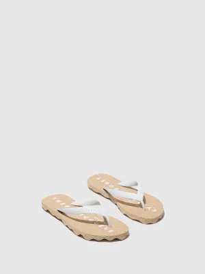Beach Flip-Flops BASE Natural & White strap