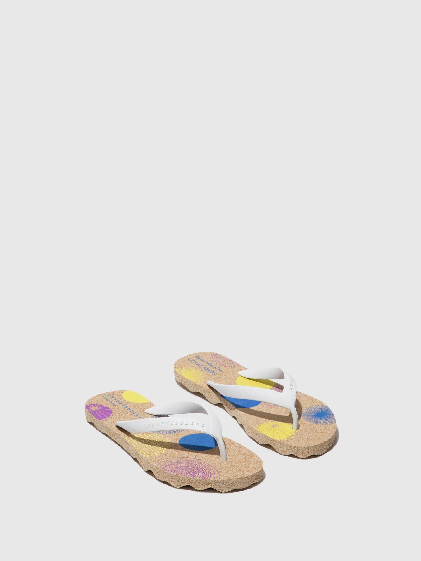 Beach Flip-Flops CORALS Natural & white strap
