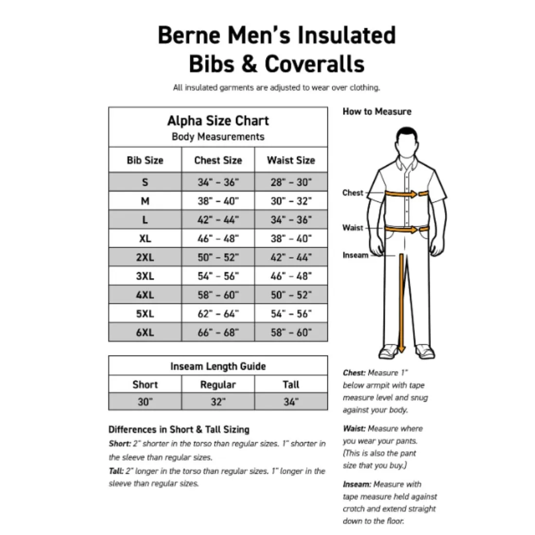 Berne Icecap Men's Insulated Work Bib Overall NB834 - Black