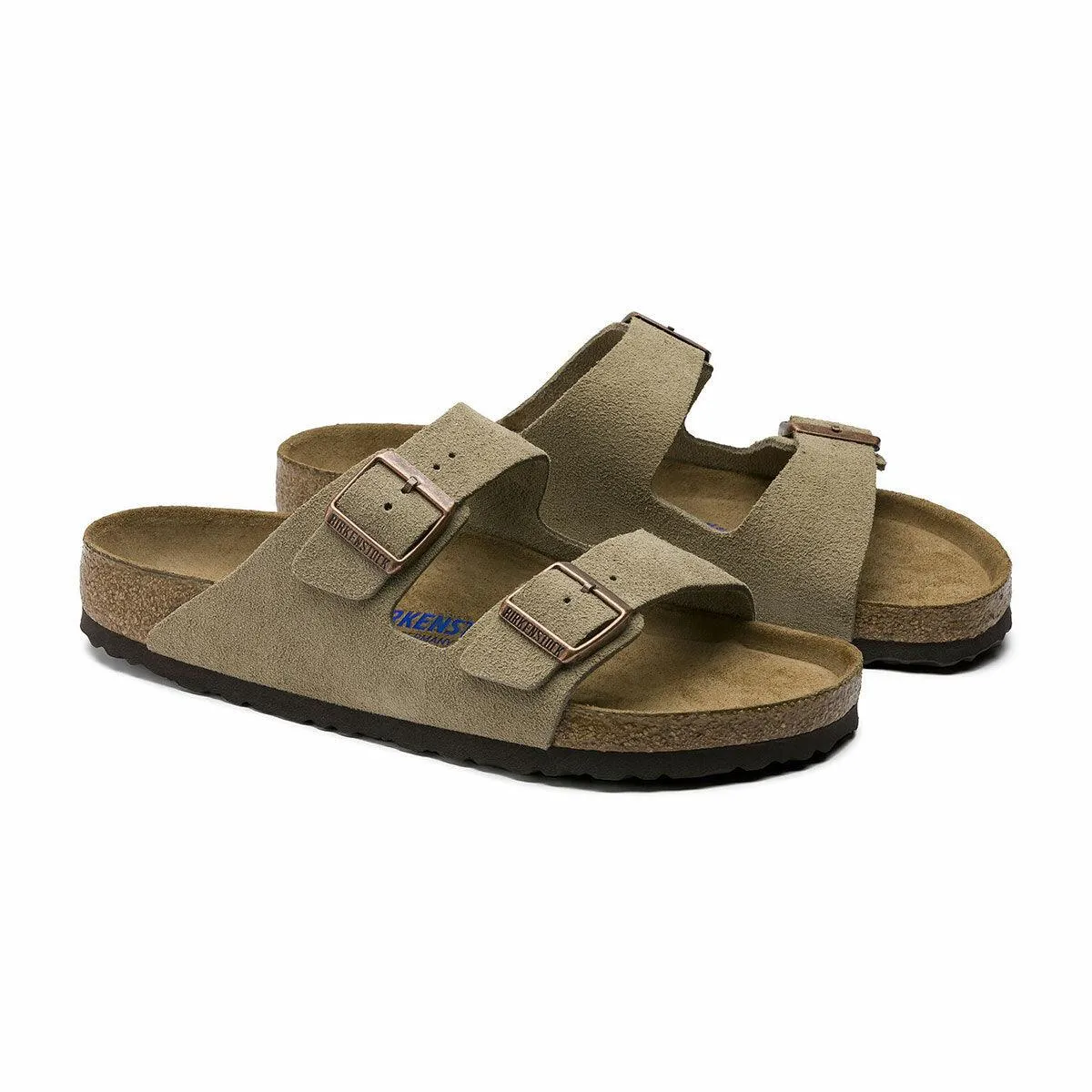 Birkenstock Arizona Suede Leather Soft Footbed Sandals - Narrow - Taupe