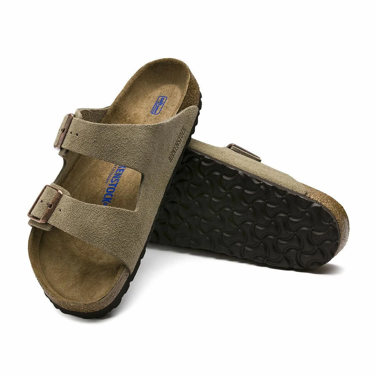 Birkenstock Arizona Suede Leather Soft Footbed Sandals - Narrow - Taupe