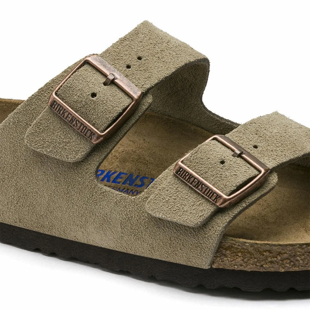 Birkenstock Arizona Suede Leather Soft Footbed Sandals - Narrow - Taupe