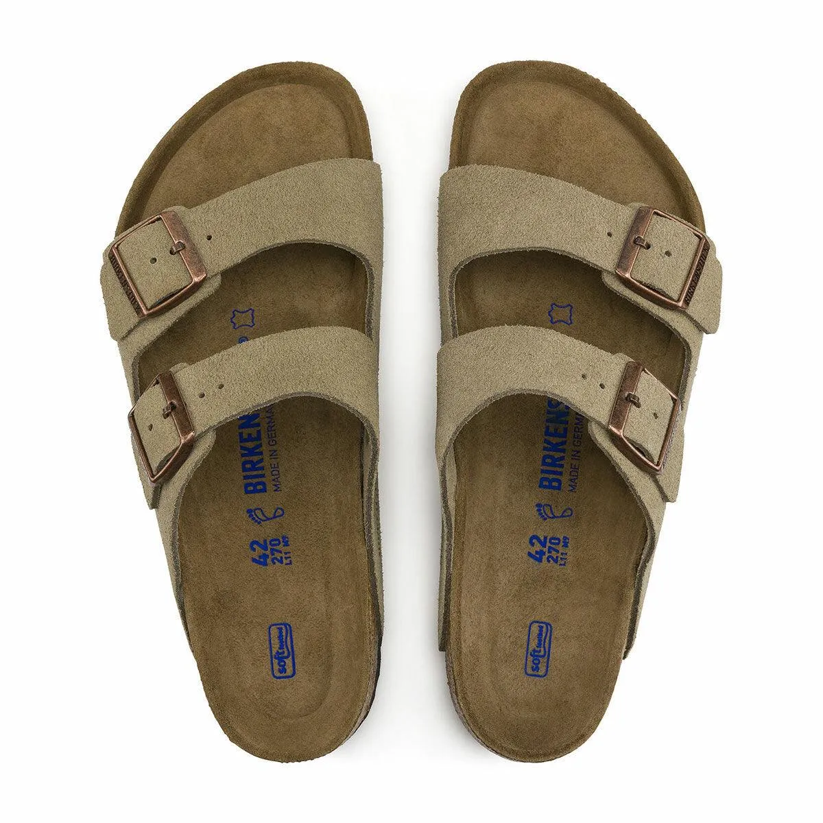 Birkenstock Arizona Suede Leather Soft Footbed Sandals - Narrow - Taupe