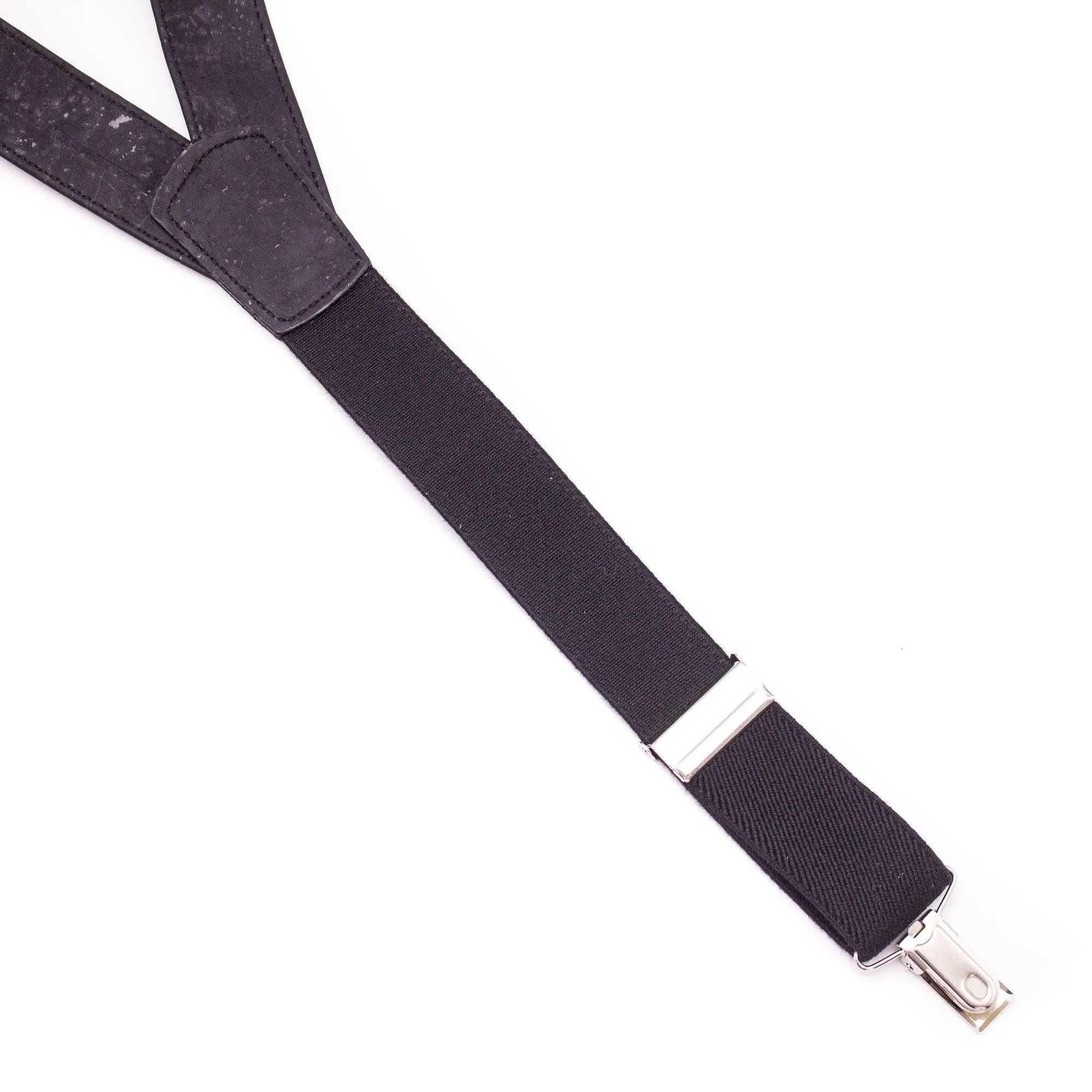 Black Adjustable Cork Suspenders - Men's Eco-Friendly Dress Accessory
