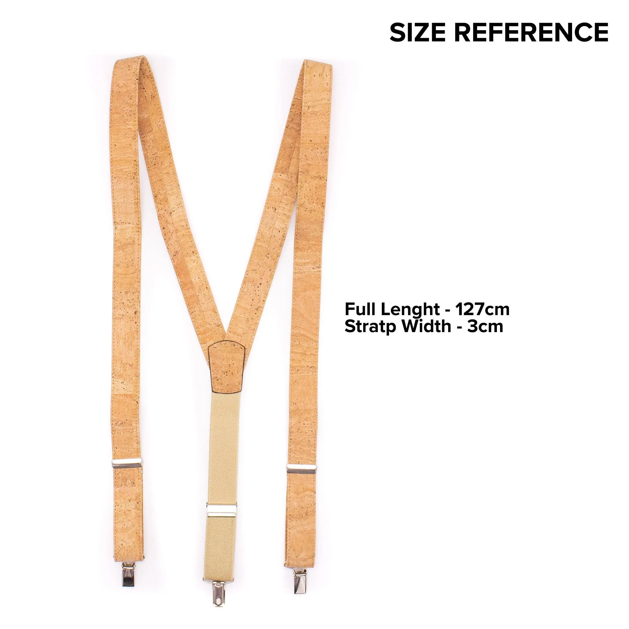 Black Adjustable Cork Suspenders - Men's Eco-Friendly Dress Accessory