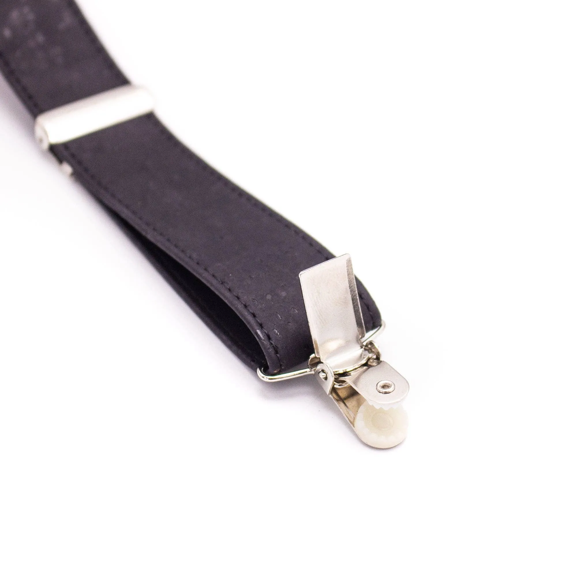 Black Adjustable Cork Suspenders - Men's Eco-Friendly Dress Accessory