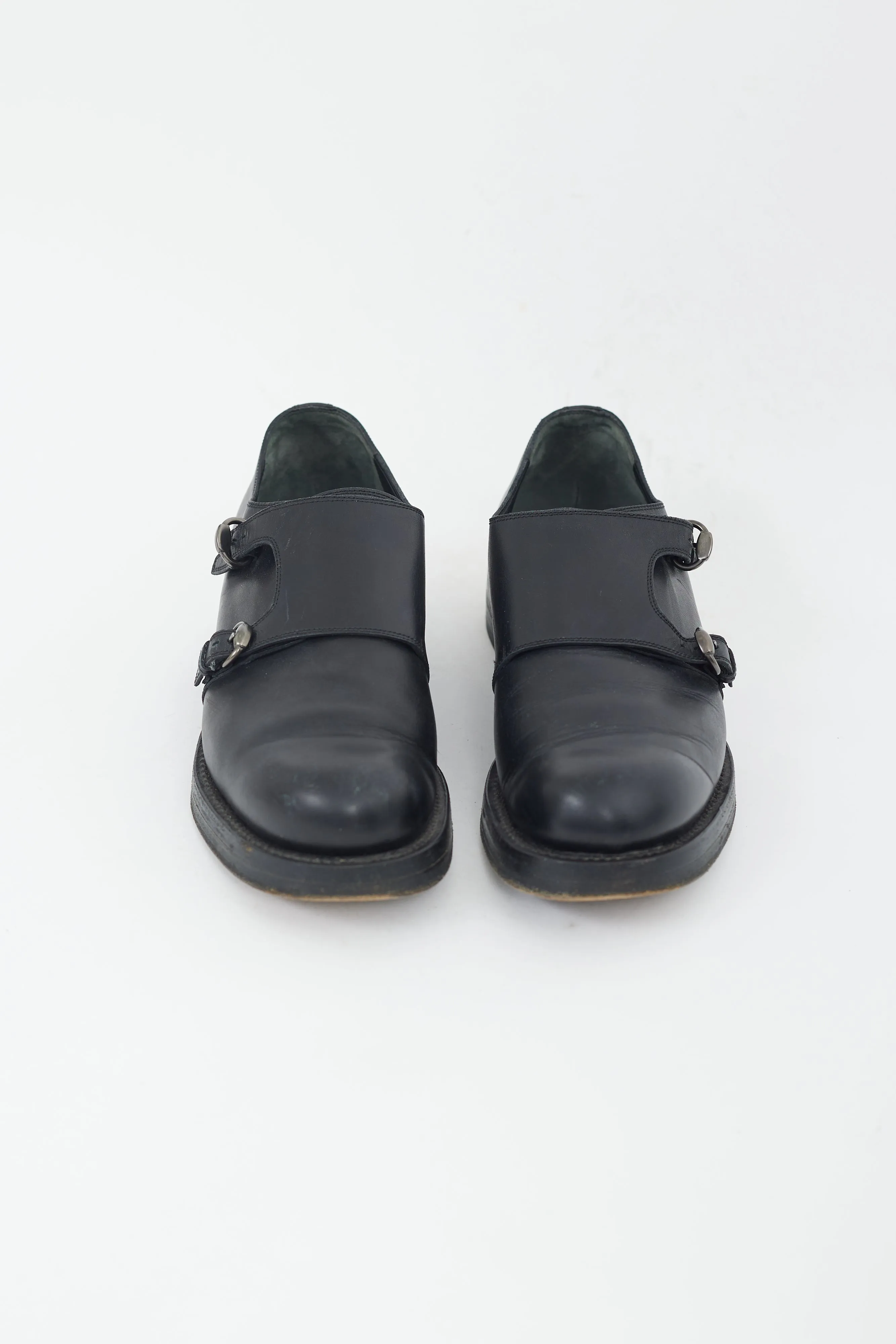 Black Leather Monk Strap Shoe
