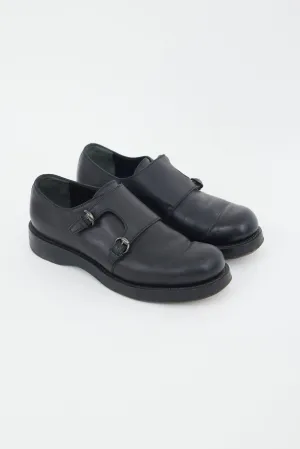 Black Leather Monk Strap Shoe