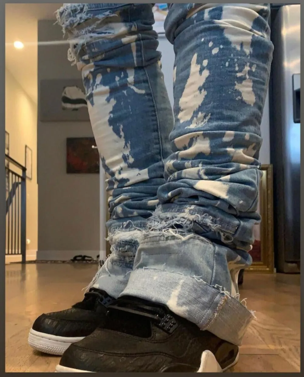 Bleached Denim Stacked skinny Jeans-Arthur-Indigo-Wash