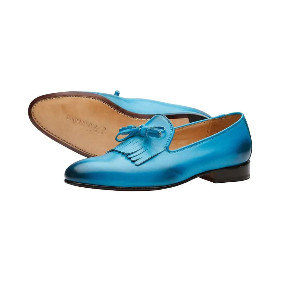 Blue Fringe Kiltie Tassel Loafers