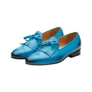 Blue Fringe Kiltie Tassel Loafers
